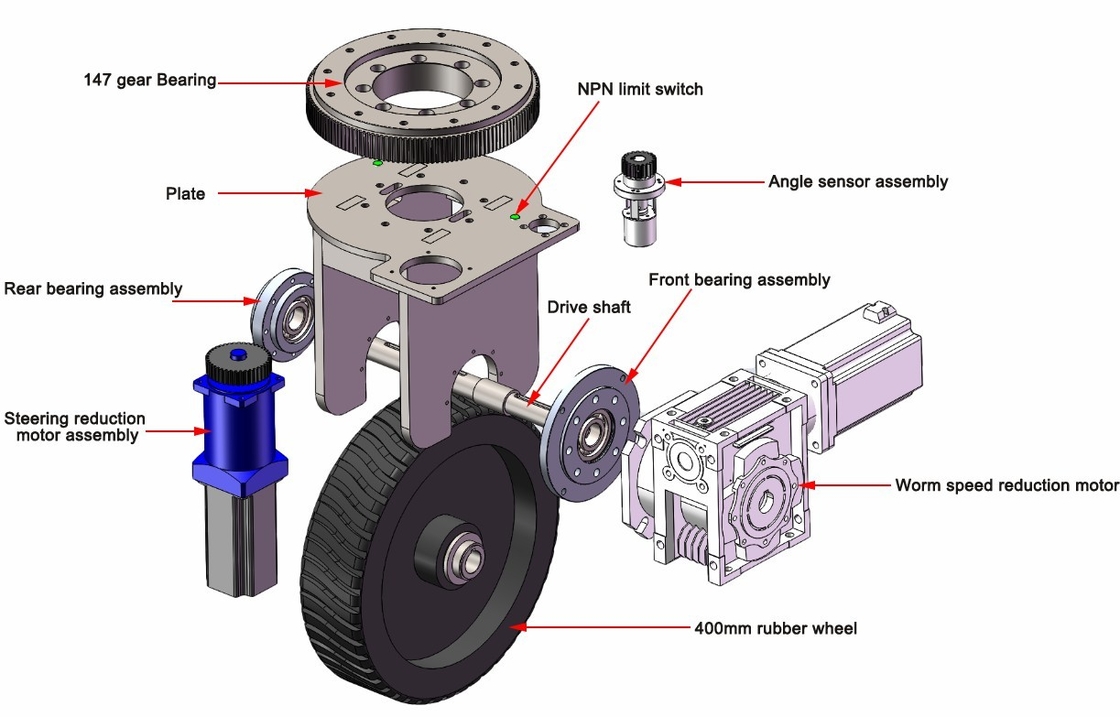 ZL-490 Agvの重負荷の車輪の牽引モーター ゴム製 ドライブ車輪Etsは運送2Tを加速する